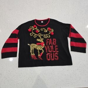 Holiday Time Black and Red Festive Sweater